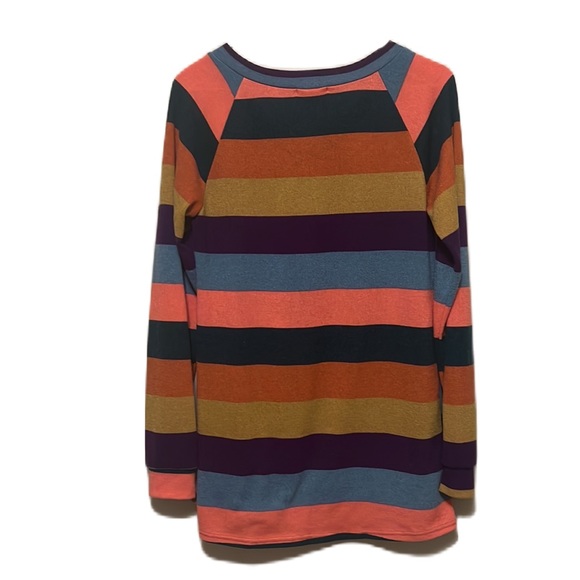 Women’s FIRST LOVE, Tie Up Hem, Long Sleeves, V-Neck Top, Multi Colors, Size Sm - Picture 2 of 5